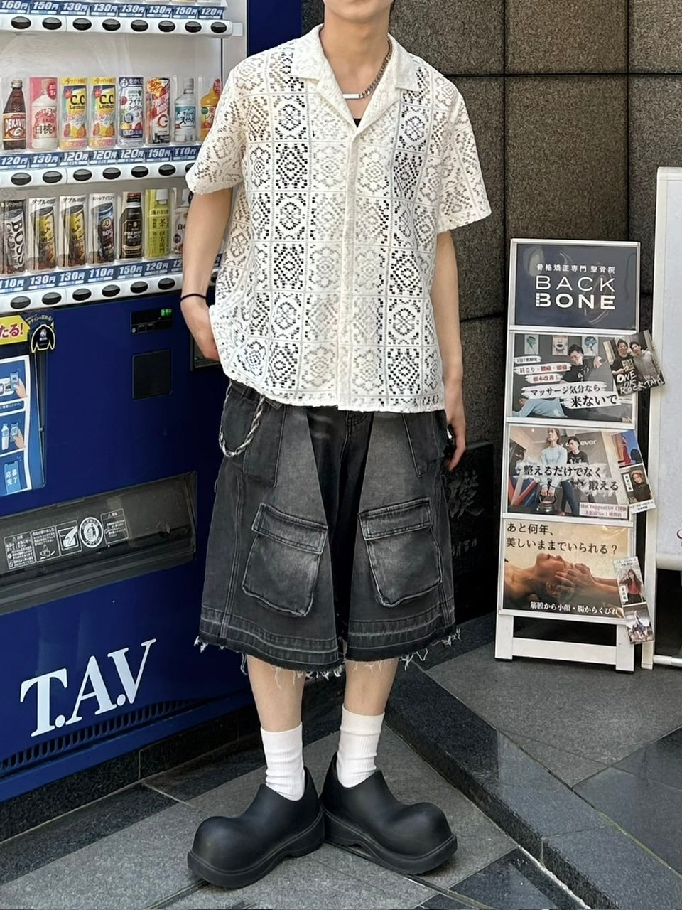 大阪店WEB限定受注制【Chikashitsu +】multi pocket denim half pants