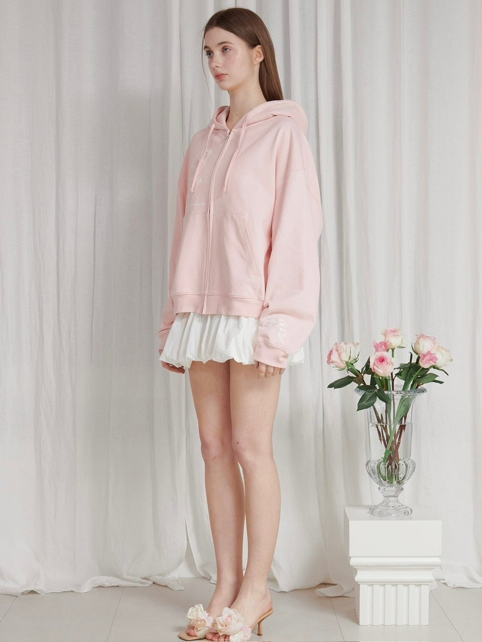 【PAIN OR PLEASURE】ROSE 2WAY HOOD ZIP UP