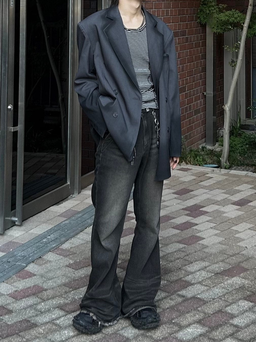 受注制【Chikashitsu +】border stitch rib sleeveless (2color