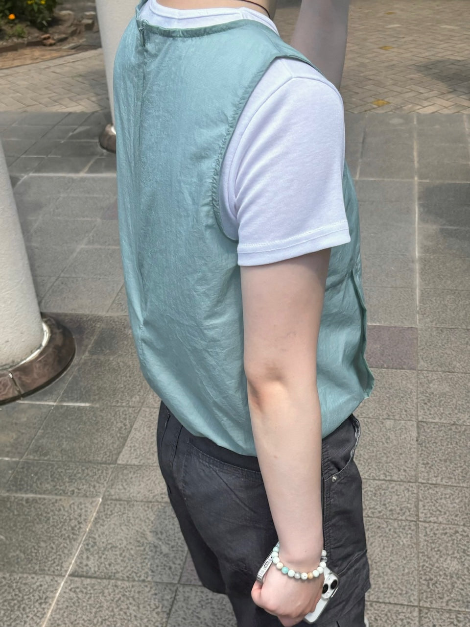 受注制【OaKS】nylon cropped vest (3color)