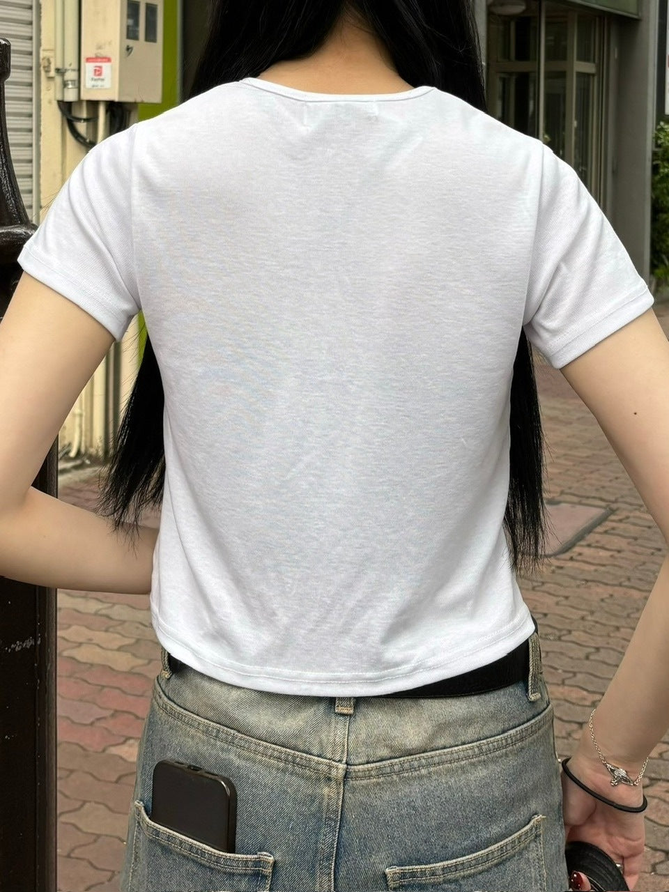 受注制【OaKS】cropped half sleeve t-shirt (3color)