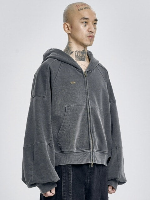 【AJOBYAJO】Vintage Pigment Zip-Up Hoodie