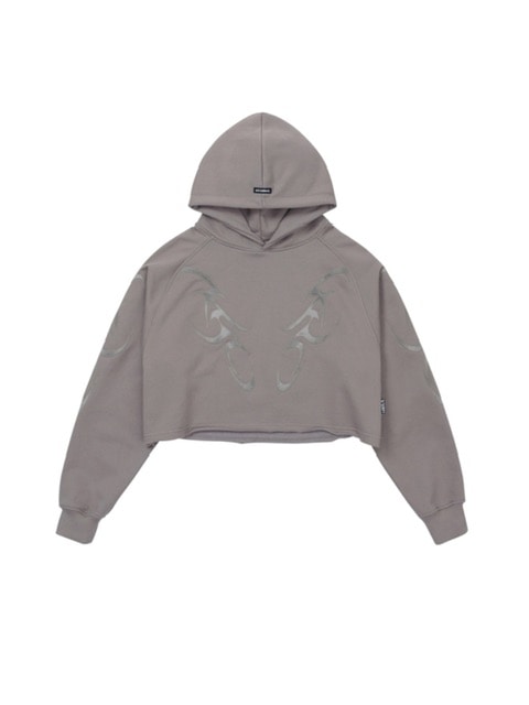 【AJOBYAJO】Tribal AJO Applique Cropped Hoodie