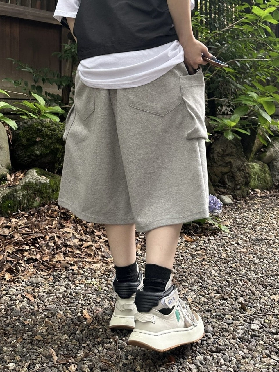 受注制【youll】double pocket sweat half pants (2color)