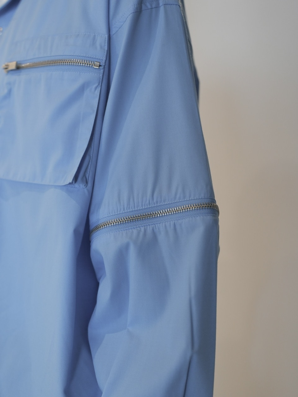 【CS】2way zip square cut shirt (blue) / 【シーエス】2ウェイジップスクエアカット長袖シャツ