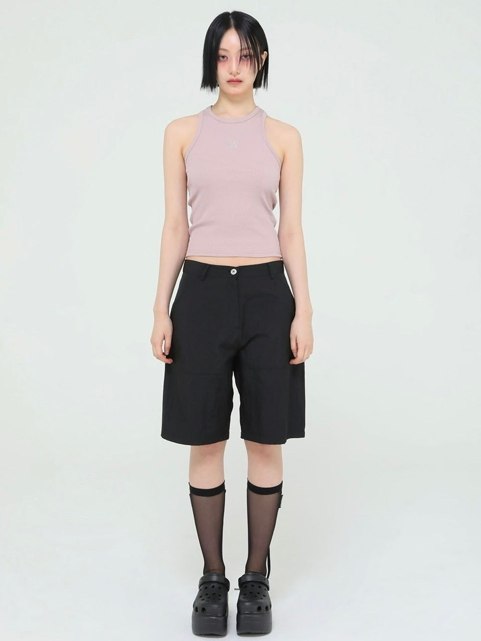 【Uglyshadow】BEADS MANGO SLEEVELESS / 【アグリーシャドウ】ビーズシンプルタンクトップ