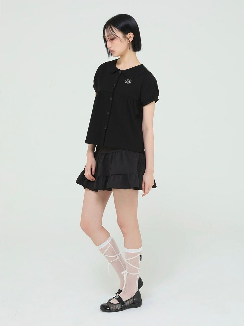 【Uglyshadow】BEADS CANCAN FLARE SKIRT