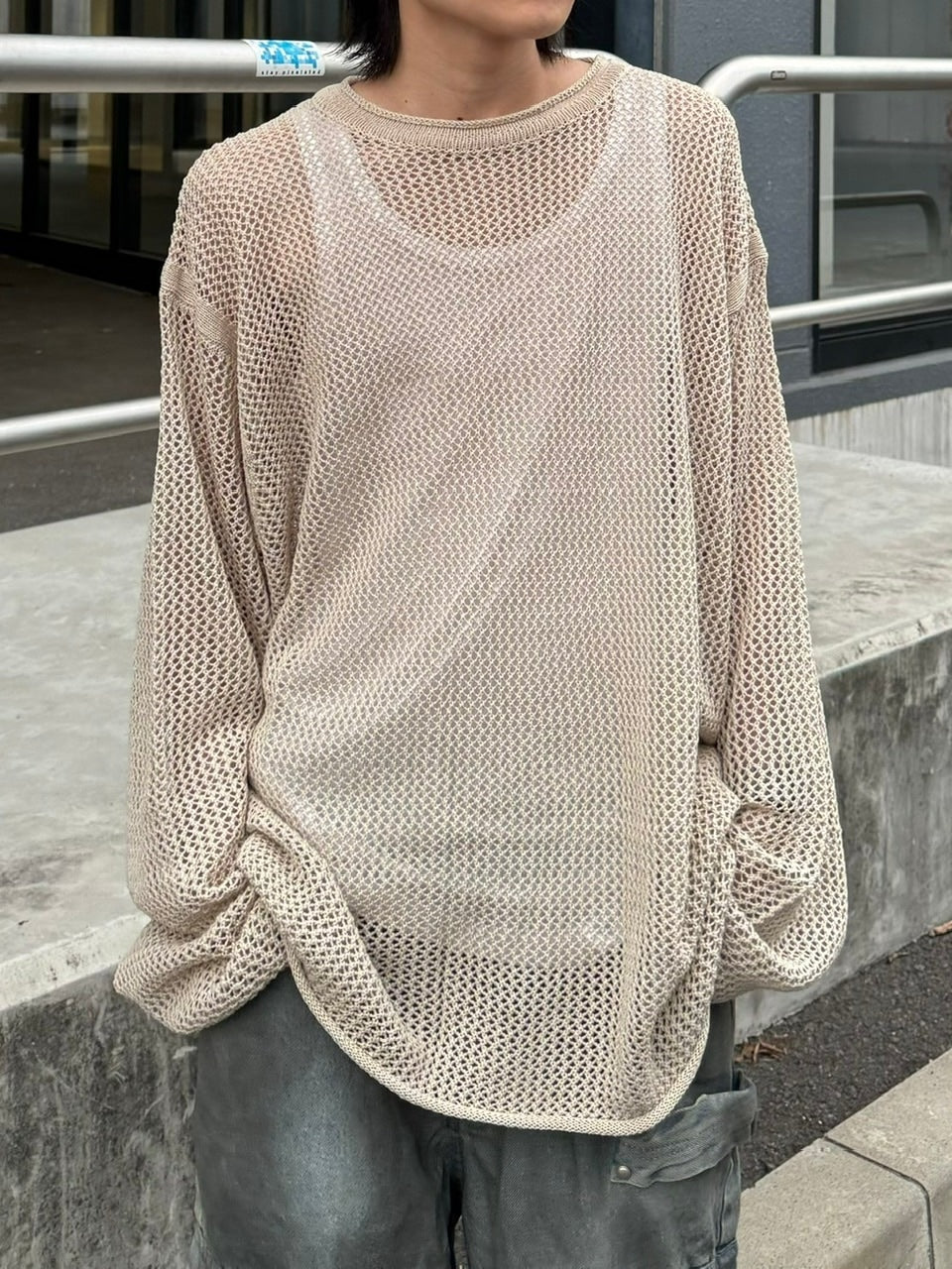 【Chikashitsu +】oversized net summer knit (3color)