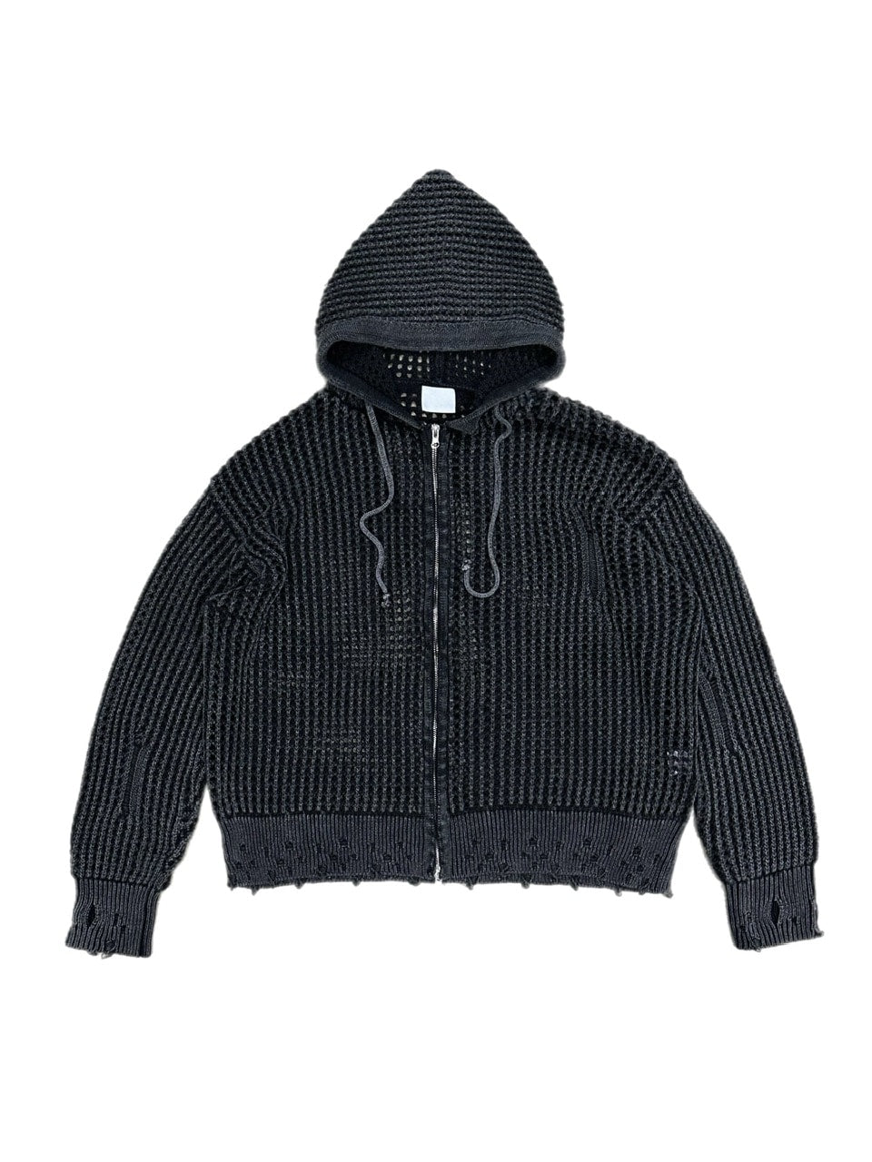 大阪店WEB限定受注制【Chikashitsu +】mesh zip damage hoodie (2color) / 【チカシツプラス】メッシュダメージジップアップ長袖パーカー