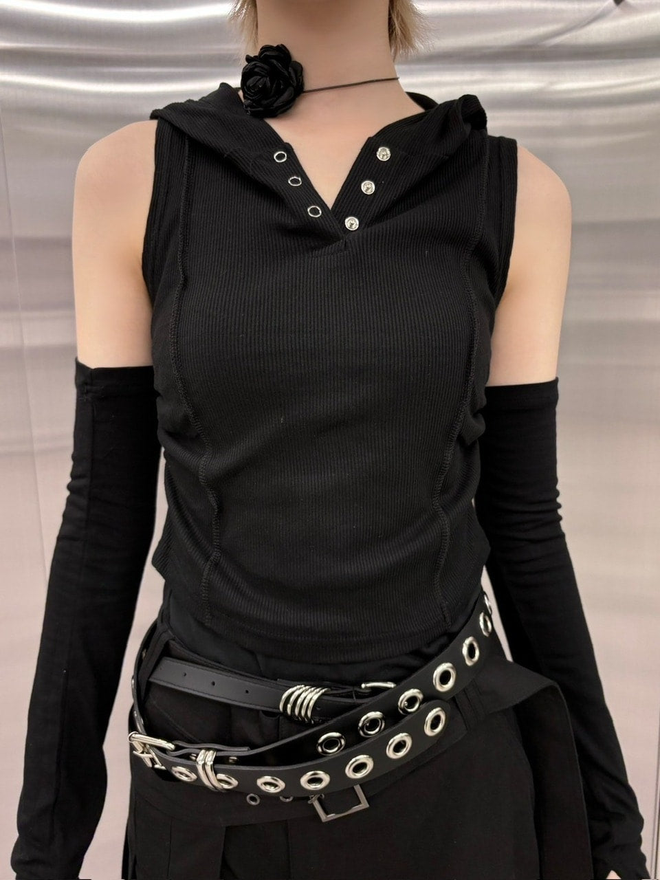 受注制【nmtc +】simple sleeveless hoodie (3color)