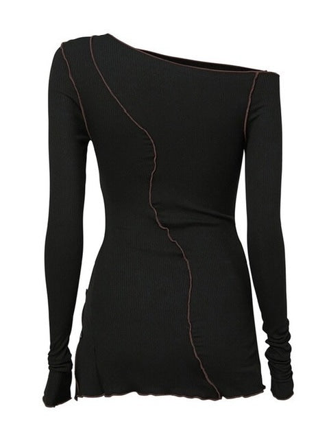 【FLAREUP】One-Shoulder Lettuce Stitch Cardigan