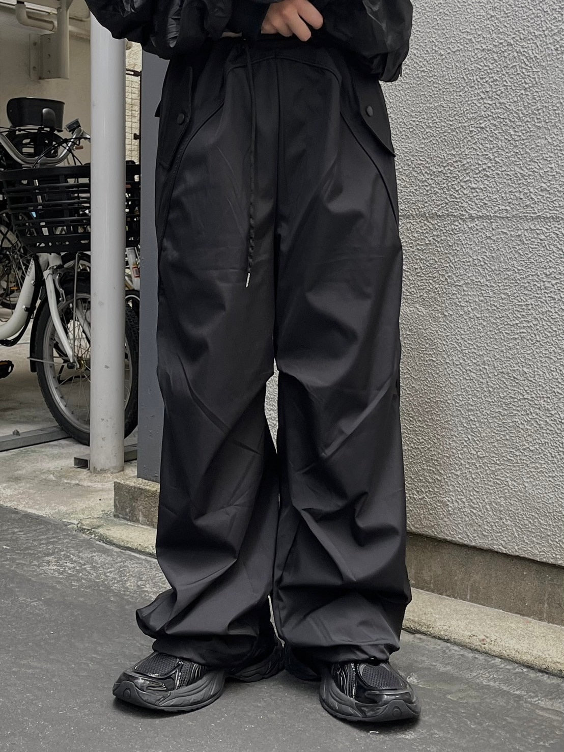 受注制【oaks】tuck design nylon wide pants (2color)