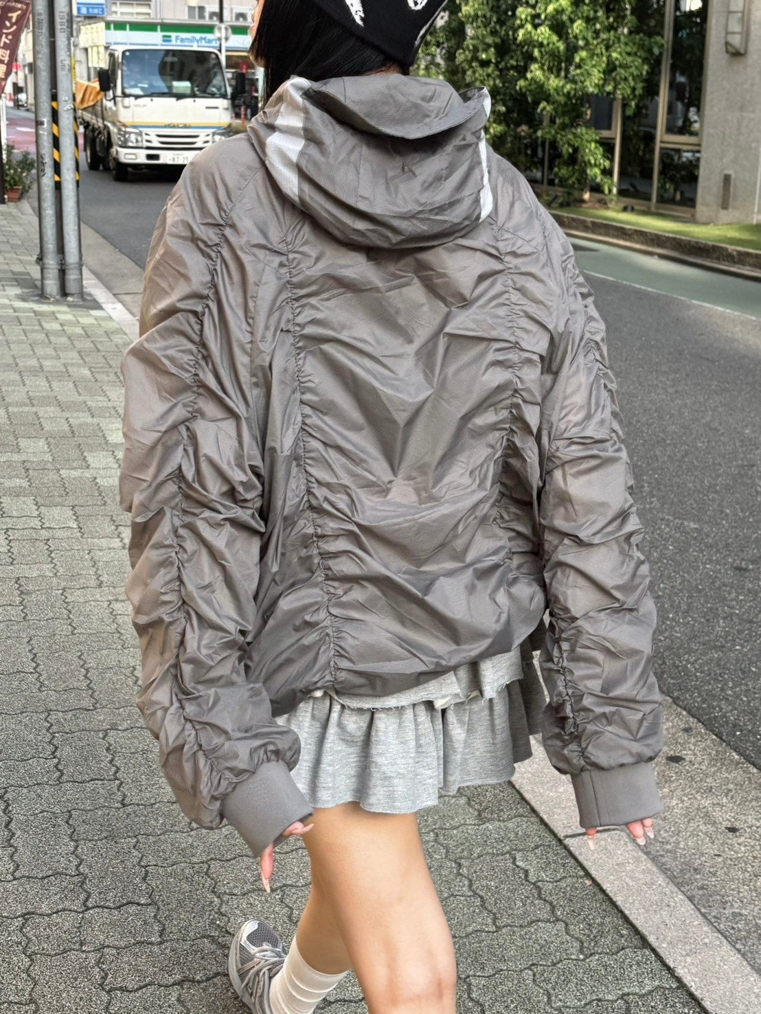 受注制【oaks】shirring design nylon jacket (3color)