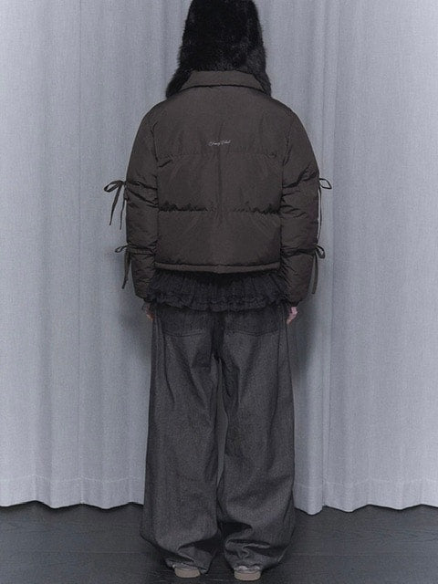 【FANCY CLUB】RIBBON COLLAR SHORT PUFFER