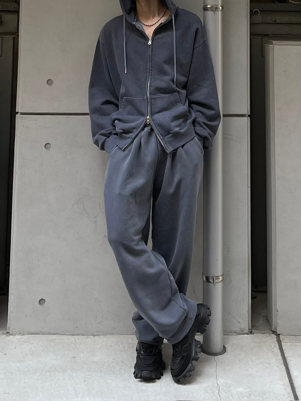 受注制【Chikashitsu +】unisex pigment wash string sweat pants (4color)