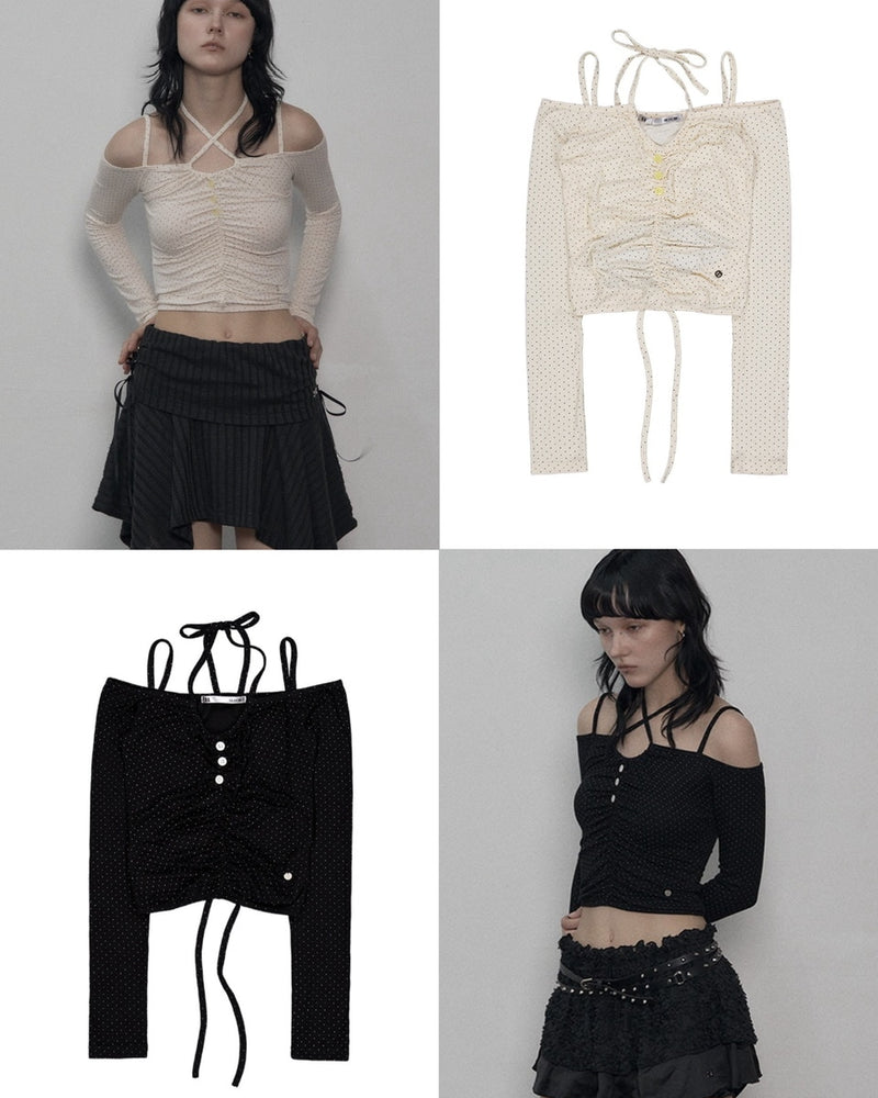【SETUP-EXE】DOT OFF-SHOULDER TOP