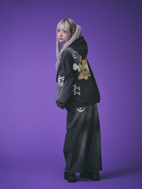 【GALFY】骨骨カラーデニムパンツ