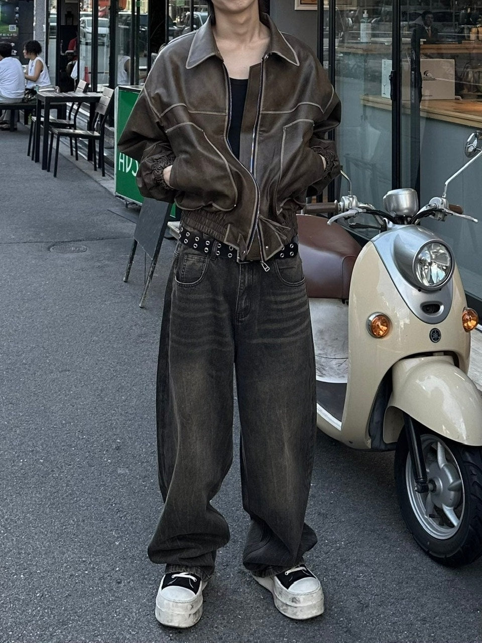 大阪店WEB限定受注制【Chikashitsu +】washing vegan leather jacket (2color)