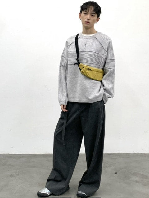 【ARCH by ROARINGWILD】Pattern Contrasting Decorative Thread Wool Sweater