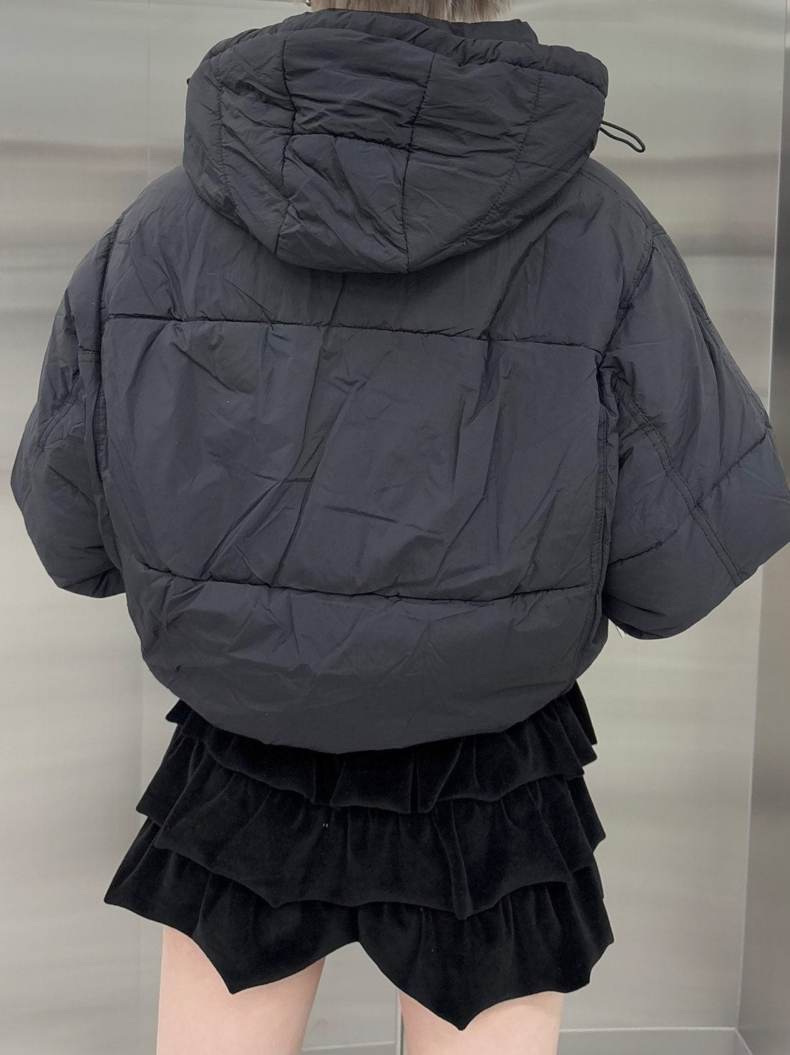 受注制【nmtc +】strap padding hood jacket (2color) / 【エヌエムティーシープラス】ストラップパディングフード長袖ダウンジャケット