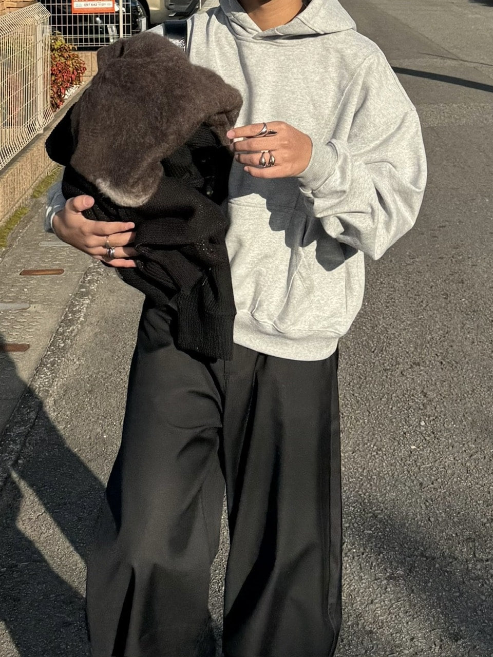 国際配送【RENOL】design cropped hoodie (2color)