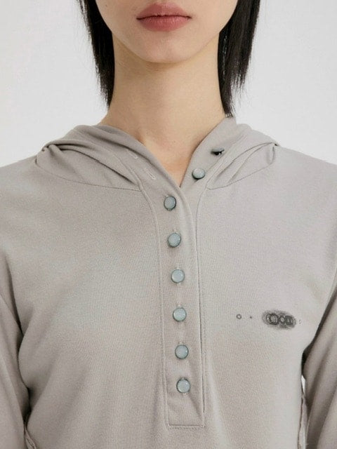 【FLAREUP】Button Up Lace Hoodie / 【フレアアップ】ボタンアップレースフードロングTシャツ