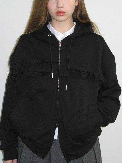 【CRANK】FRILL ZIP-UP HOODIE
