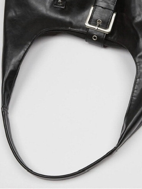 【NOT KNOWING】Black Moto Hobo Bag (LEATHER)