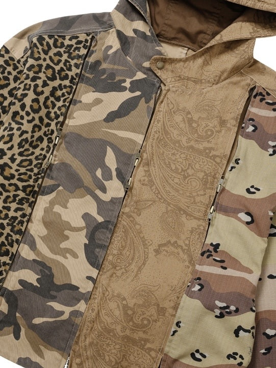 【AJOBYAJO】Camouflage Zip-Up Hooded Jacket