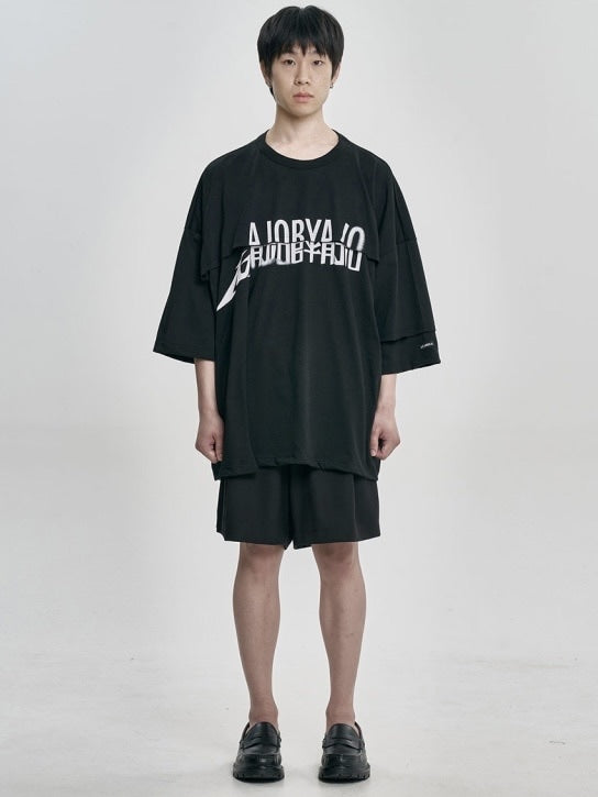 【AJOBYAJO】Tri Logo Mixed T-Shirt