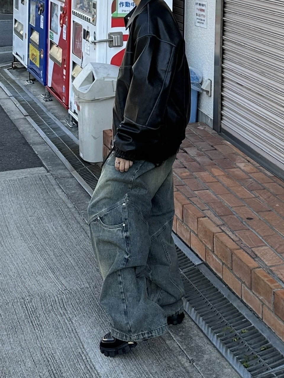 大阪店WEB限定【Chikashitsu +】double pocket wide denim pants (2color)