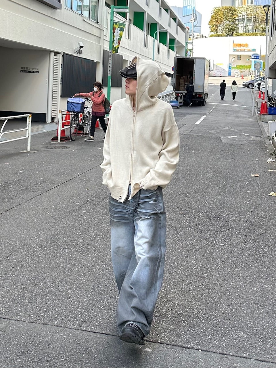 大阪店WEB限定受注制【Chikashitsu +】full zip up knit hoodie (3color)