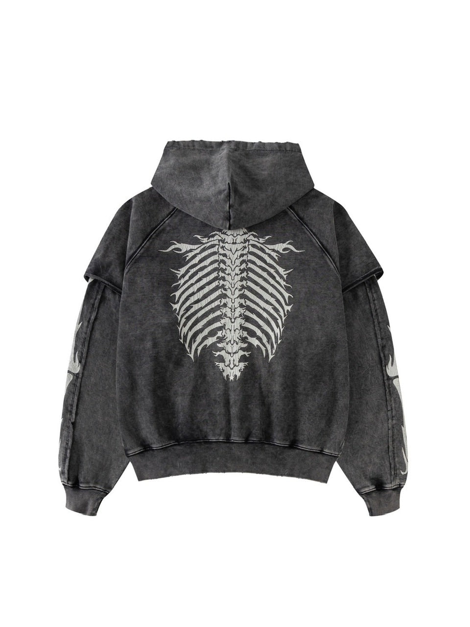 SUPPLIER】Fire Bones Layered Sleeve Zip Hoodie – PRESSING WEB SHOP