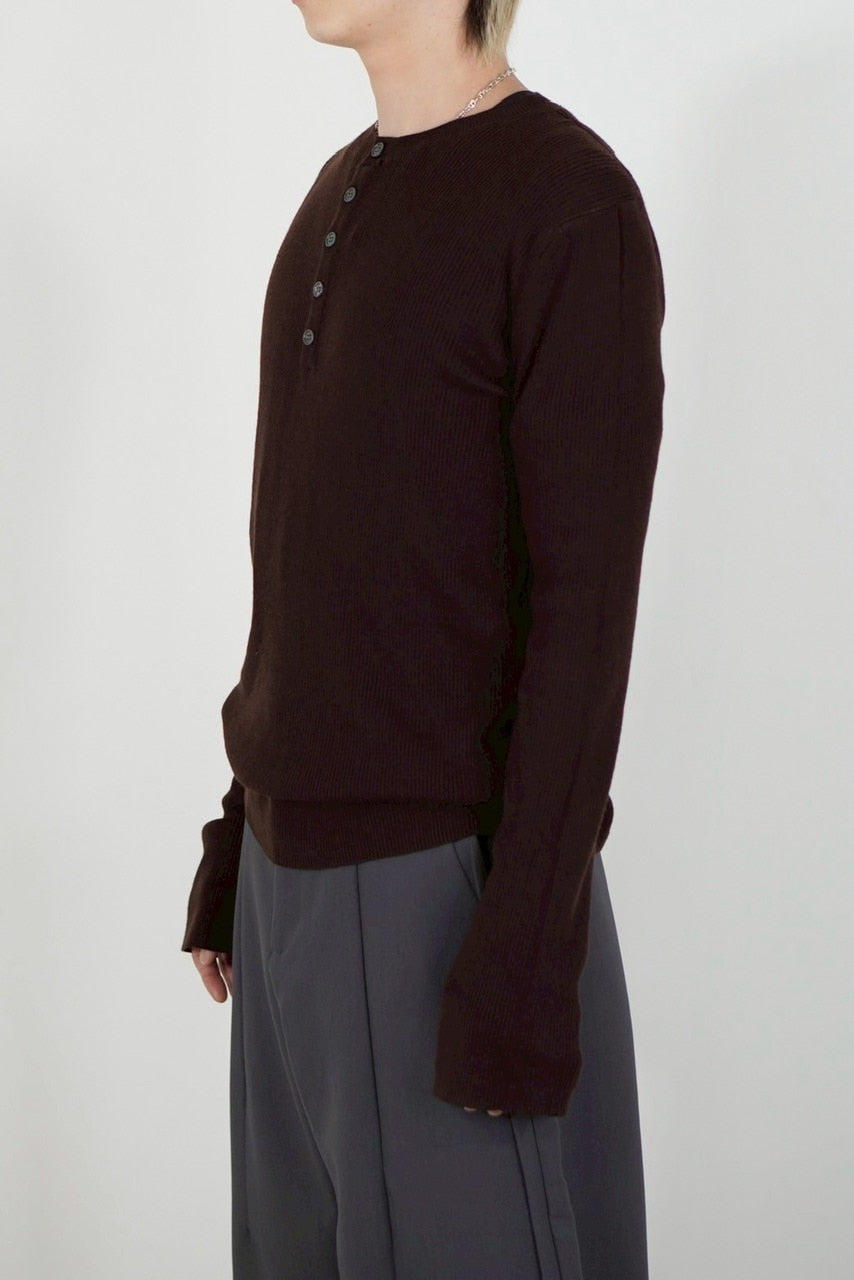 【Chikashitsu +】henry neck long sleeve knit (4color)
