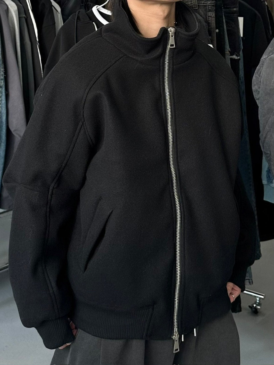 国際配送【LUV CODE】high neck zip up sweat jacket (2color)