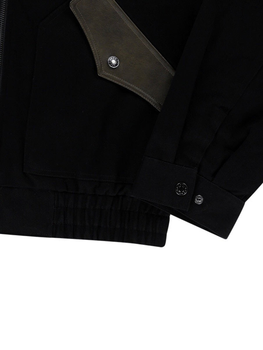 【AAKAM】Contrast Leather Work Jacket