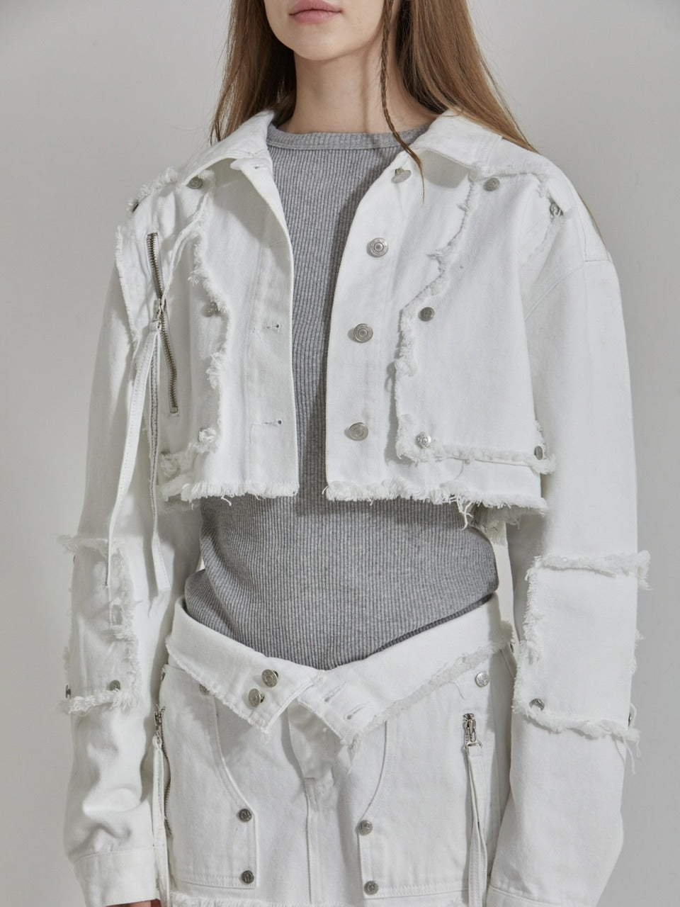 【GATELESS】FRINGE CROPPED DENIM JACKET