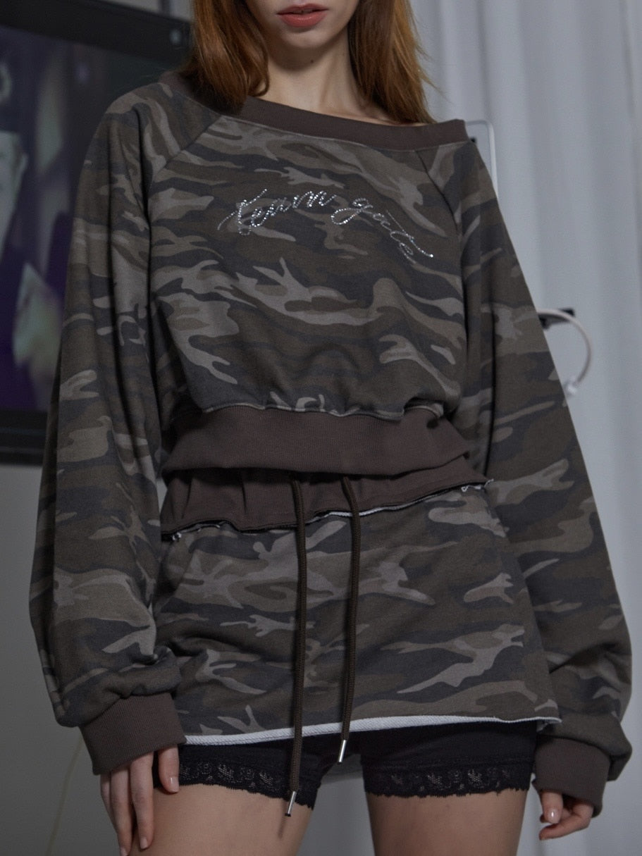 【GATELESS】CAMOUFLAGE MINI SKIRT PANTS