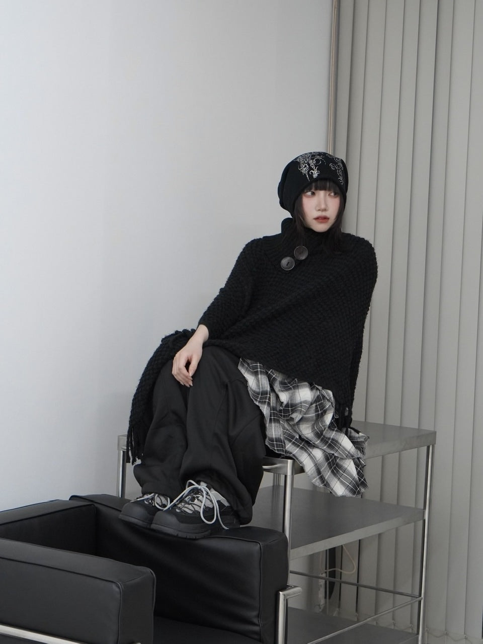 国際配送【Nerd out XU】high neck poncho (2color)