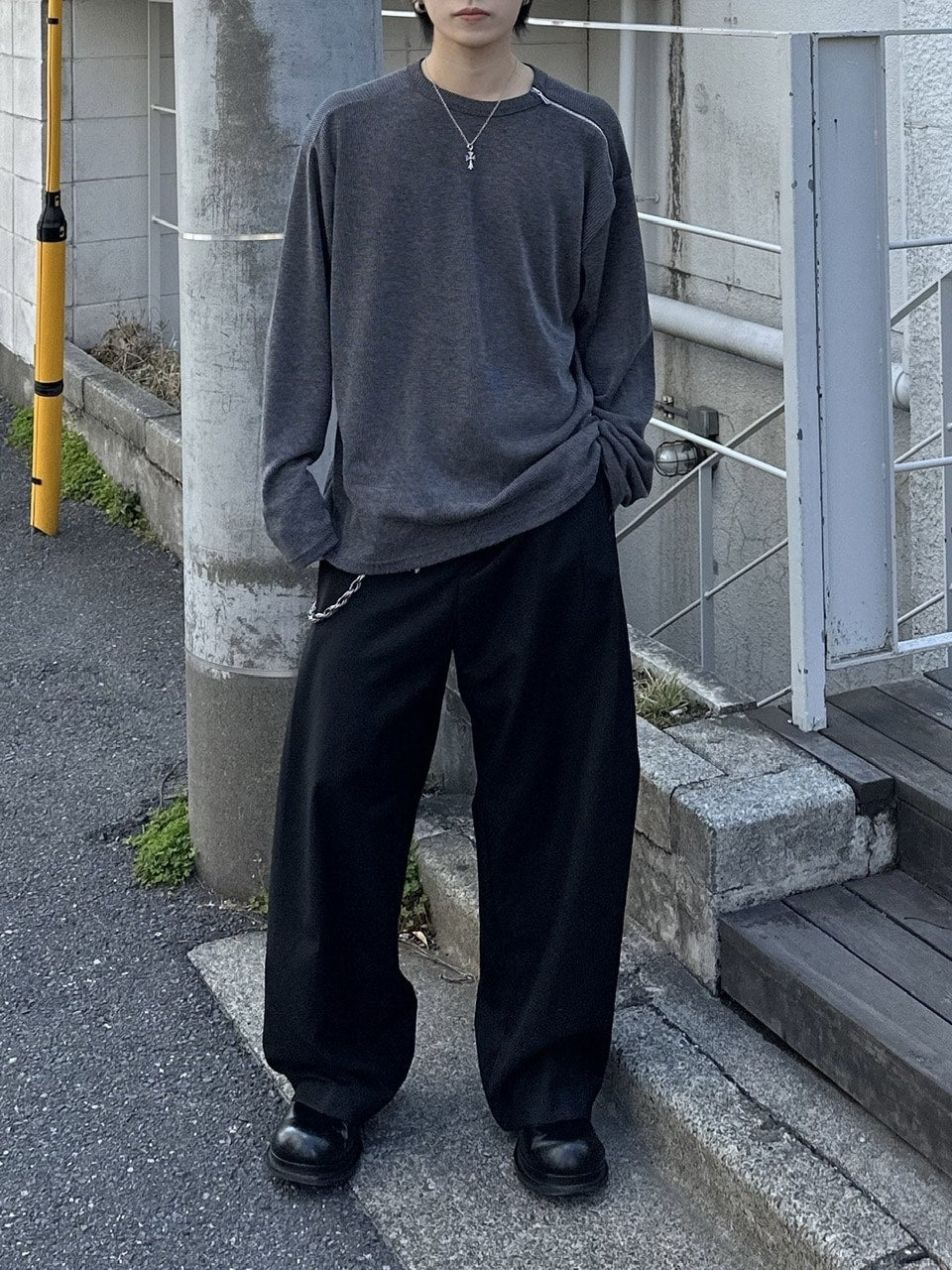 大阪店WEB限定【Chikashitsu +】shoulder zip long sleeve (2color)