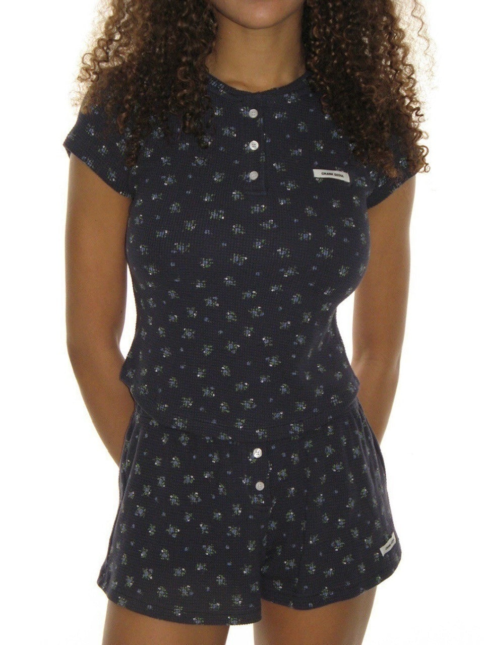 【CRANK】FLOWER HENLEY NECK TOP