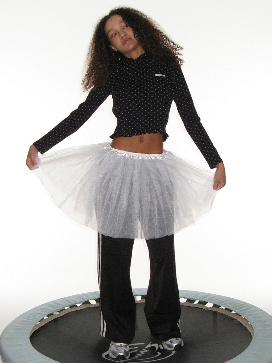 【CRANK】DOT FRILL HOODIE / 【クランク】ドットフリルフード付き長袖Tシャツ