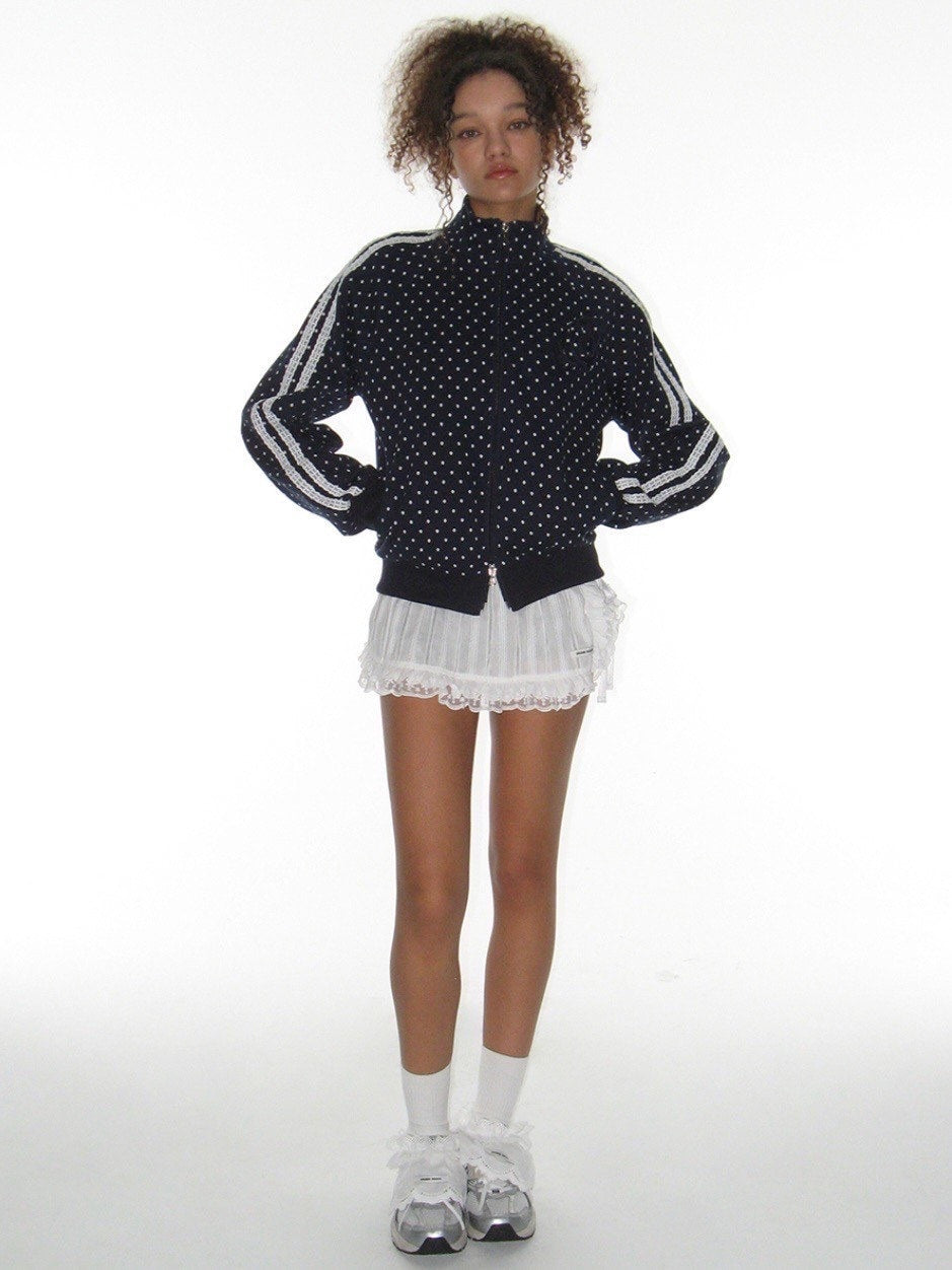 【CRANK】ROSE DOT TRACK JACKET / 【クランク】ローズドットダブルジップトラックジャケット