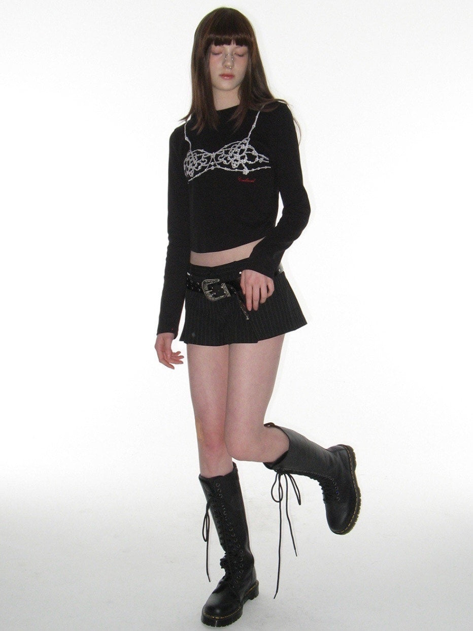 【CRANK】LACE PLEATS MICRO PANTS