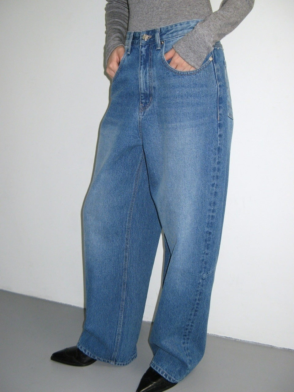 【CRANK】STUD WIDE JEANS
