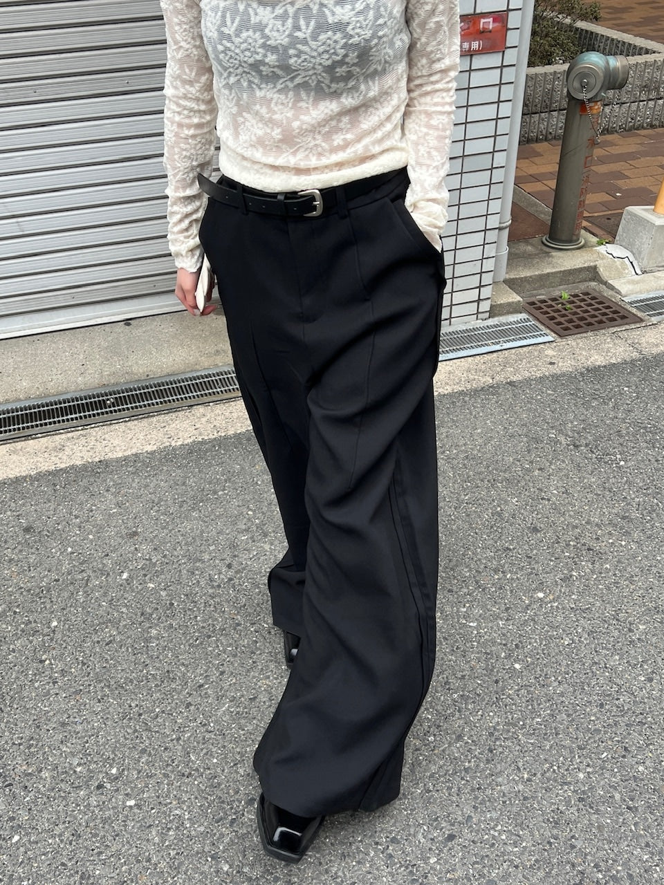 受注制【Chikashitsu +】side design wide slacks (2color)