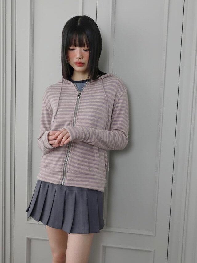 【Uglyshadow】US STRIPED HOOD ZIP UP