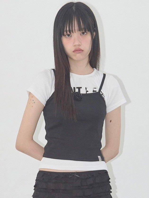 【FANCY CLUB】3-WAY LETTERING CORSAGE TEE