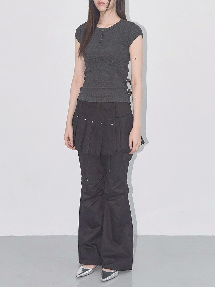 【FANCY CLUB】SIDE BUCKLE RIBBED TEE / 【ファンシークラブ】サイドバックルリブ半袖Tシャツ