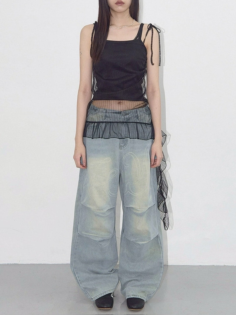 【FANCY CLUB】LACE SHIRRING LAYERED DRESS